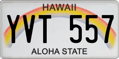 HI license plate YVT557