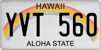 HI license plate YVT560