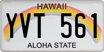 HI license plate YVT561