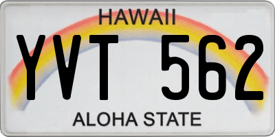 HI license plate YVT562