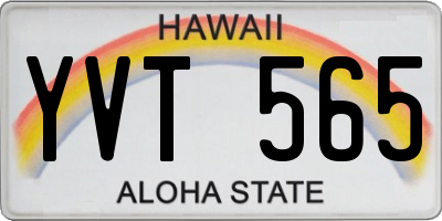 HI license plate YVT565