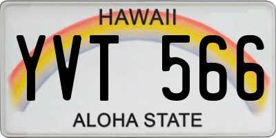 HI license plate YVT566