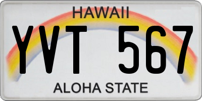 HI license plate YVT567