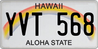 HI license plate YVT568