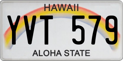 HI license plate YVT579
