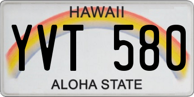 HI license plate YVT580