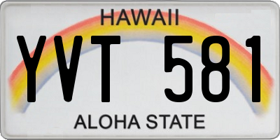 HI license plate YVT581