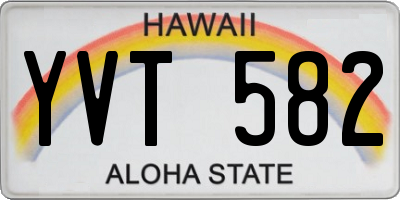 HI license plate YVT582