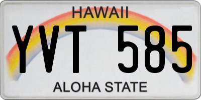 HI license plate YVT585