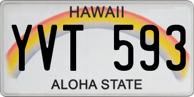 HI license plate YVT593