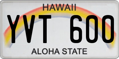 HI license plate YVT600