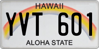 HI license plate YVT601