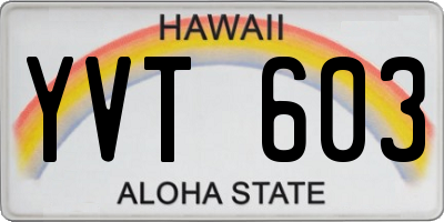 HI license plate YVT603