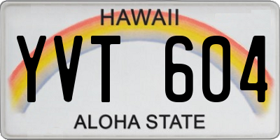 HI license plate YVT604