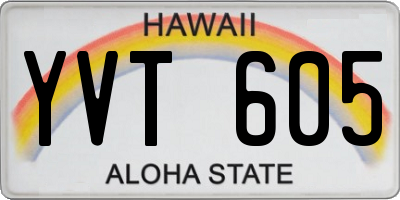 HI license plate YVT605