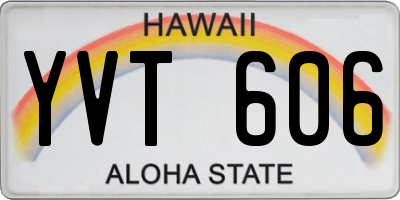 HI license plate YVT606