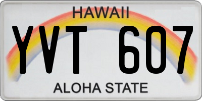 HI license plate YVT607