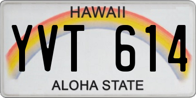 HI license plate YVT614