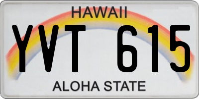 HI license plate YVT615
