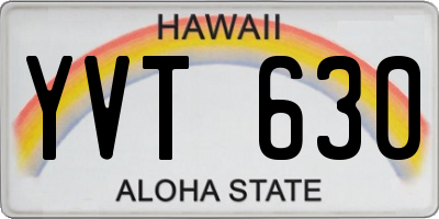 HI license plate YVT630