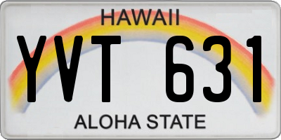 HI license plate YVT631