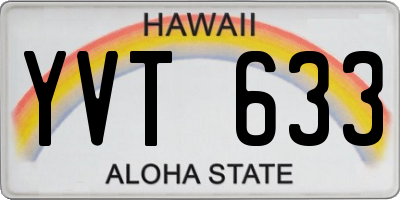 HI license plate YVT633