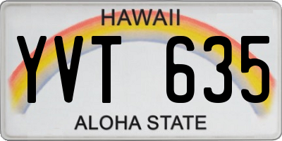 HI license plate YVT635