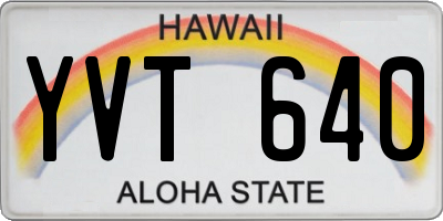 HI license plate YVT640
