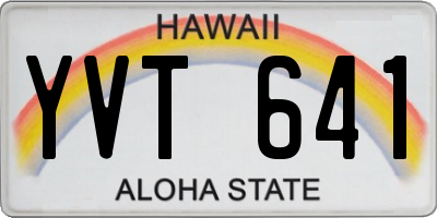 HI license plate YVT641