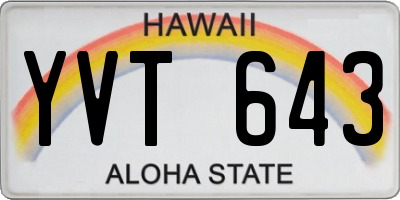 HI license plate YVT643
