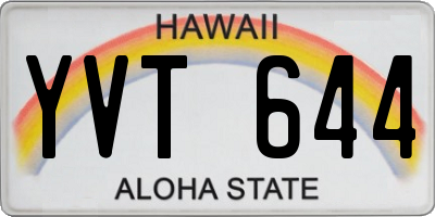 HI license plate YVT644