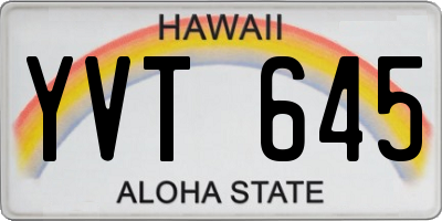 HI license plate YVT645