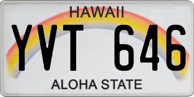 HI license plate YVT646