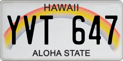 HI license plate YVT647