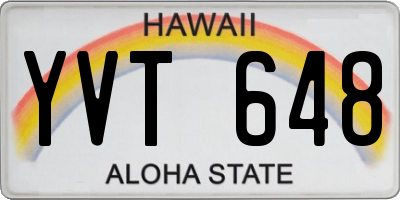 HI license plate YVT648