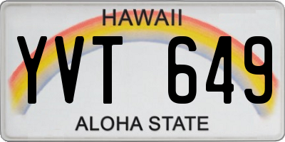 HI license plate YVT649