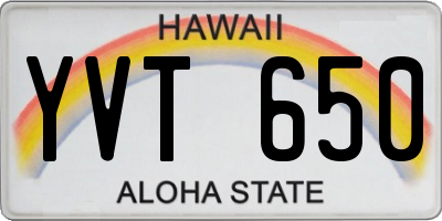 HI license plate YVT650