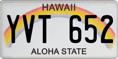 HI license plate YVT652