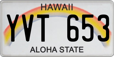 HI license plate YVT653