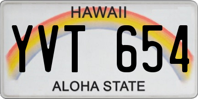 HI license plate YVT654