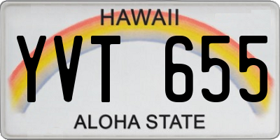 HI license plate YVT655
