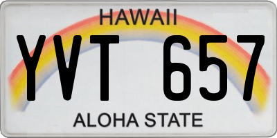 HI license plate YVT657