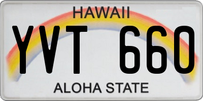 HI license plate YVT660
