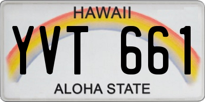 HI license plate YVT661