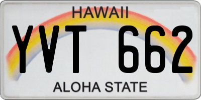 HI license plate YVT662