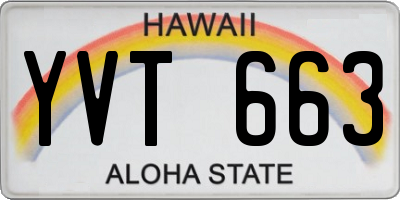 HI license plate YVT663