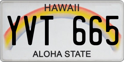 HI license plate YVT665