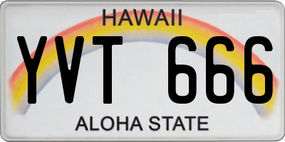 HI license plate YVT666