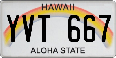 HI license plate YVT667