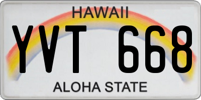HI license plate YVT668